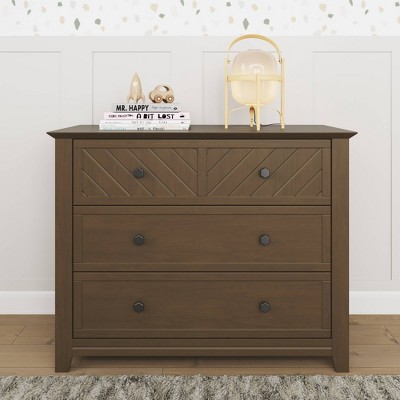 Atwood Cocoa Bean 3-Drawer Nursery Dresser with Chevron Pattern