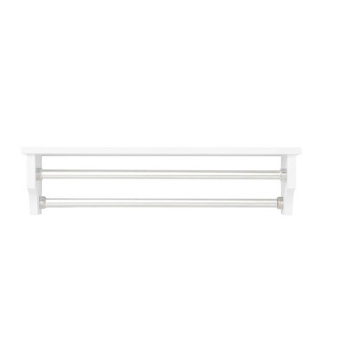 Dover Bathroom Shelf with Two Towel Rods White - Alaterre Furniture