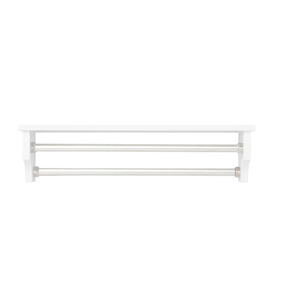 Photos - Kids Furniture Dover Bathroom Shelf with Two Towel Rods White - Alaterre Furniture