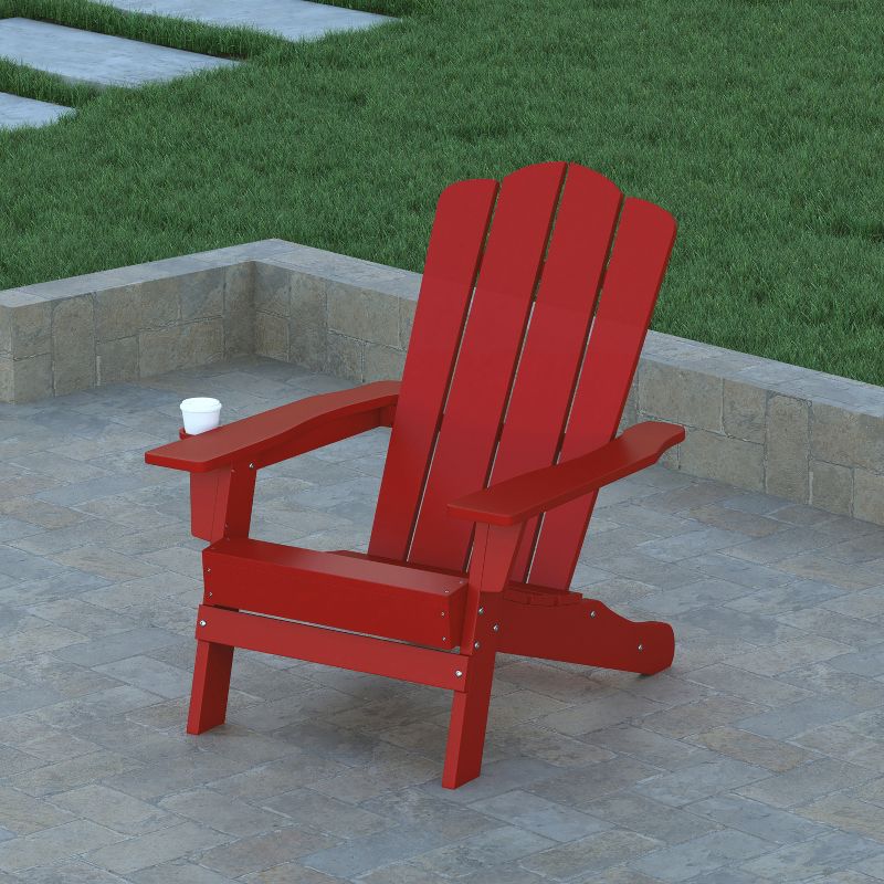 Emma and Oliver Adirondack Chair with Cup Holder, Weather Resistant HDPE Adirondack Chair, 4 of 12
