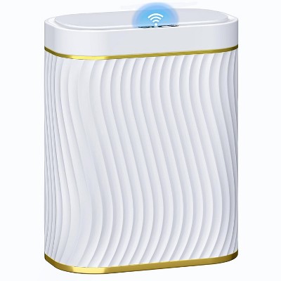 Bathroom Small Trash Can with Automatic Touchless Lid, 2.6 Gallon Smart Garbage Can Narrow Waterproof Trash Bin for Bedroom, Office