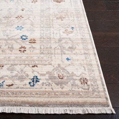 Ivory and Light Grey Hand-Knotted Synthetic 6' x 9' Rug