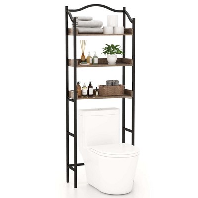 Over the Toilet Shelf Wall Mounted with Metal Frame for Bathroom - Costway