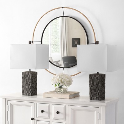 Jayden Ceramic Table Lamp  (Set of 2) - Dark Grey - Safavieh