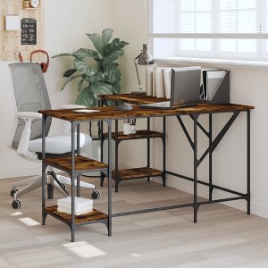 vidaXL Desk Smoked Oak 54.7 in.x54.7 in.x29.5 in. Engineered Wood - 1 of 4