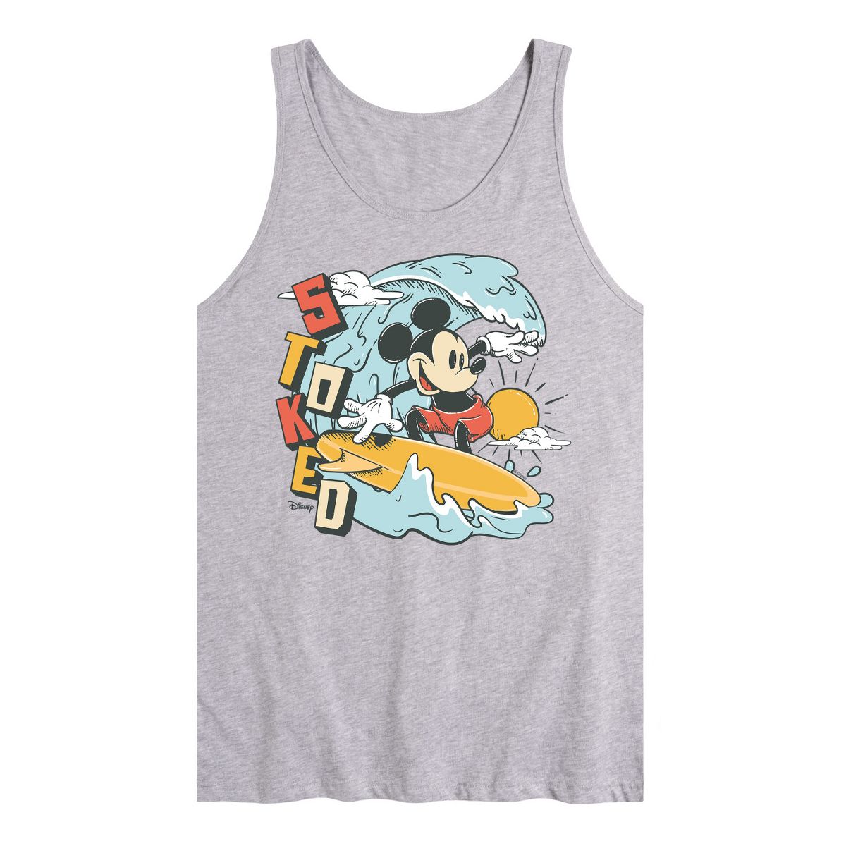 Men's - Disney - Mickey Mouse Stoked Summer Surfing Graphic Tank Top