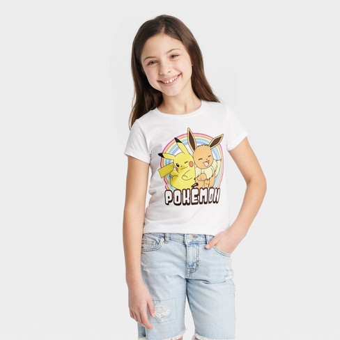 Girls' Pokémon Eevee Short Sleeve Graphic - White : Target