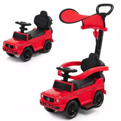 Costway 3 in 1 Ride on Push Car Mercedes Benz G350 Stroller Sliding Car w/ Canopy Red