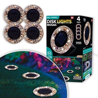 Tan Mosaic Solar Powered LED Pathway Lights, Set of 4