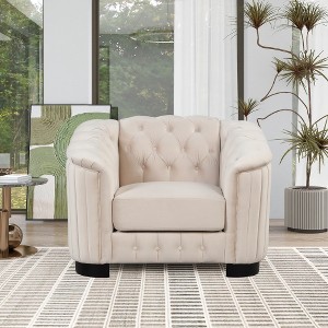 TiramisuBest 41.5" Velvet Upholstered Accent Sofa,Modern Single Sofa Chair with Thick Removable Seat Cushion - 1 of 4
