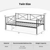 Costway Twin Metal Daybed Frame with Slats Classic Mattress Foundation Bed Sofa White\Black - image 2 of 4