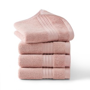 TOWN & COUNTRY EVERYDAY 4-Piece Solid Dobby Border Washcloth Set - 1 of 4