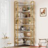 Corner Bookshelf 72"/86" l Shaped Bookcase, Corner Bookshelves Industrial Bookcase 5/7 Tier l-Shape Bookshelf, Large Bookcases with Beaded Design - 3 of 4