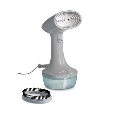 Hamilton Beach Handheld Garment Steamer: 1200W Clothes Steamer, 20 Min Steam, 400ml Tank, Fabric Brush, 8ft Cord, Gray
