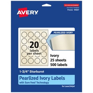 Avery Pearlized Ivory Starburst Labels with Sure Feed Technology, Print-to-the-Edge, 1.75" - 1 of 4