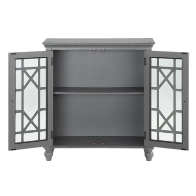 Eliza Antique Gray Wood and Glass Sideboard Cabinet