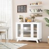 36" Sideboard Buffet Cabinet with Fluted Glass Door – Modern White Accent Storage Cabinet with 2-Tier Adjustable Shelves, White - 3 of 4