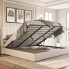 AMERLIFE Lift Up Storage Bed Frame with Vertical Channel Tufted Headboard and Wingback - 3 of 4