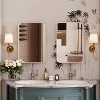 Vynxaria 16x24 Inch Recessed White Metal Framed Medicine Cabinet with Mirror and Adjustable Shelves Black Wall Mirror with Storage for Bathroom - 2 of 4