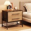 Wood Nightstand with 2 Drawers, Natural Wood Grain, Metal Legs - Bedside Table, End Table for Bedroom, Living Room, Entryway - 3 of 4