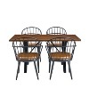 5 Piece Dining Table Set Dining Set with 4 Dining Chairs and Round/Square Table, Black+Natural/Walnut-Merax - 3 of 4