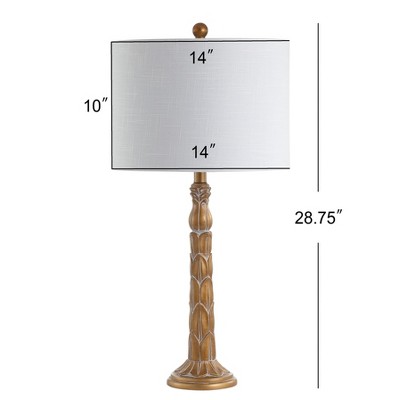 Antique Gold Resin Table Lamp with White Cotton Shade