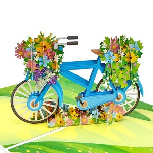 Wrapables 3D Pop Up Floral Greeting Card, Flower Bouquet Card for Mother's Day, Birthday, Anniversary, All Occasions, Bike - 1 of 4