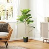 HOMCOM Fake Plant, Artificial Fiddle Leaf Fig Tree, Potted Plant with 28 PEVA Leaves and Flocked Soil, Green - 3 of 4