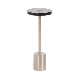 Kate and Laurel Xyler Round Glass Drink Table, 10x10x24, Silver - 1 of 4