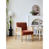 Nordlys Wood Lounge Chair in Rattan and Velvet Countryside Style Living Room - 3 of 4