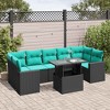 vidaXL Patio Sofa Set with Cushions and Table Outdoor 8 Piece Poly Rattan - Black without storage - 2 of 4