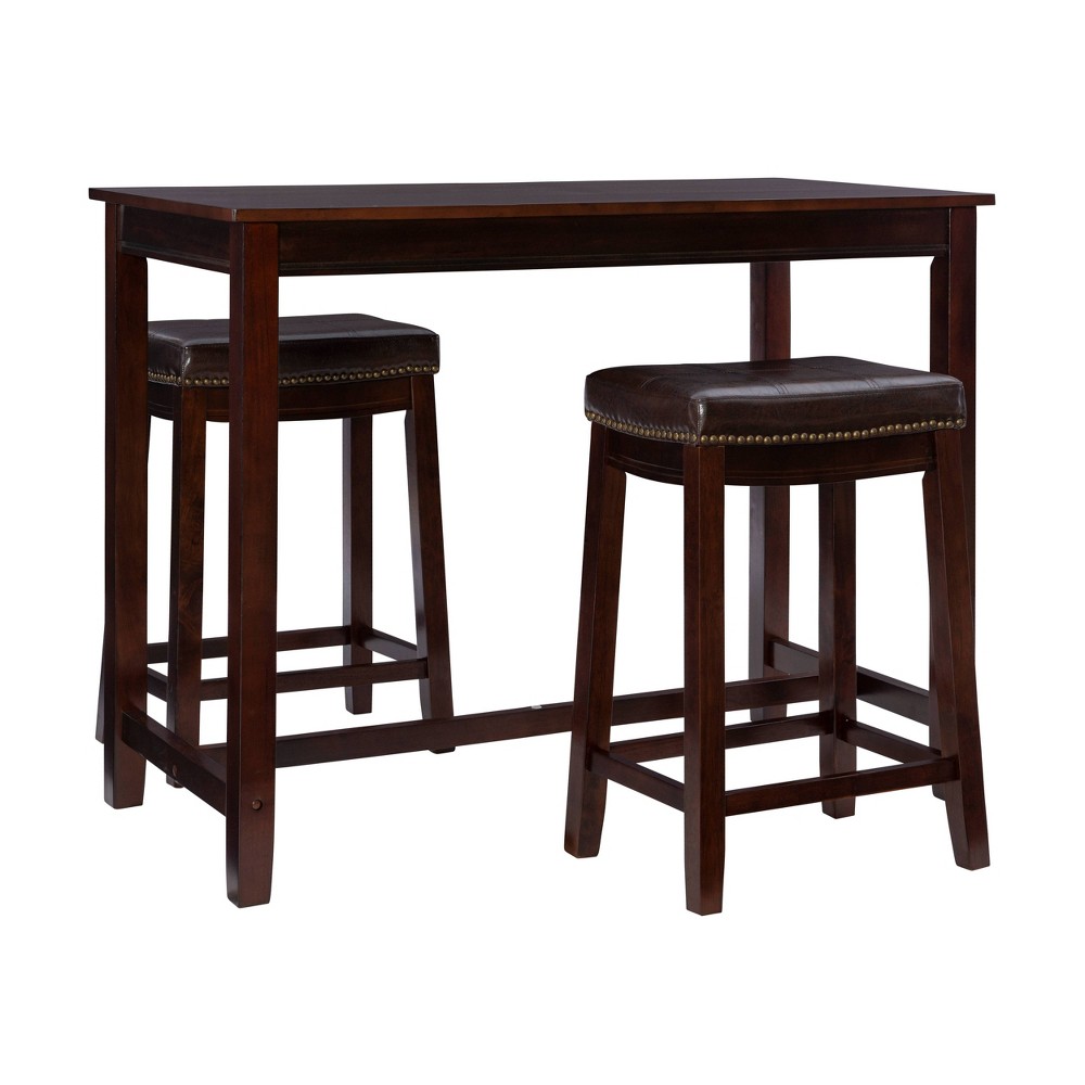 Photos - Dining Table Linon 3pc Claridge Backless Stools Counter Height Dining Set Brown  