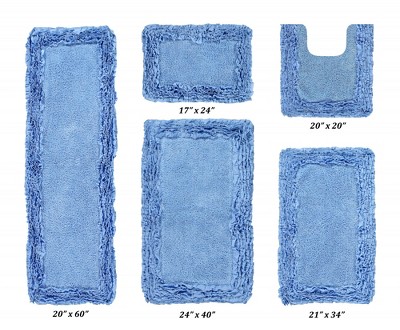 Shaggy Border Collection Bath Rug 100% Cotton Tufted Weave Ruffle Border Pattern Bathroom Rug for Machine Washable Bath Mat