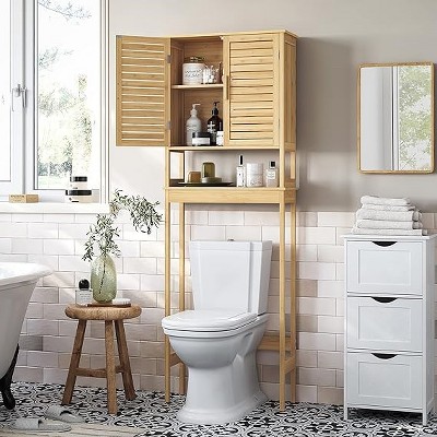 Songmics Over-the-toilet Storage Bathroom Cabinet With Adjustable ...