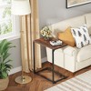 C-Shaped End Table, Small Side Tables for Sofa, Wide Couch Table That Slide Under, Laptop Snack Table - 2 of 4