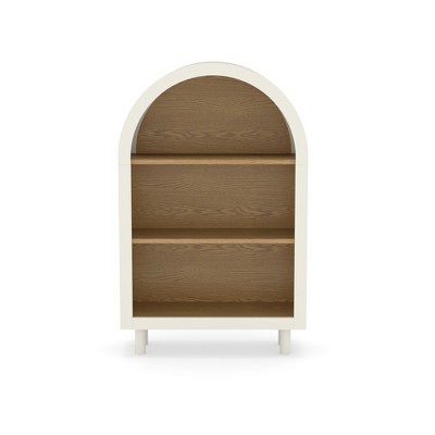 Vynxaria Arched Small Bookcase,Arched Storage Cabinet,Wooden Modern Arched Top Bookshelf with 3 Shelves