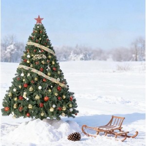 Artificial Christmas Tree, Full Xmas Tree with Foldable Base, Metal Hinges & Sturdy Metal Stand for Holiday Decor - 1 of 4