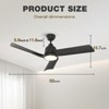 Warmiplanet 52"Ceiling Fans with Lights and Remote Control, DC Motor,Black, 3 Blades - 4 of 4