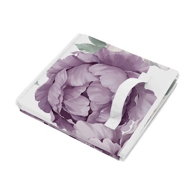 Lavender and Ivory Floral Fabric Collapsible Storage Cubes, Set of 2