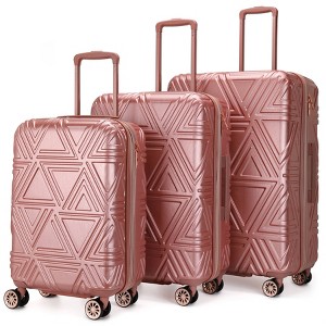 Badgley Mischka Contour Expandable Hardside Checked 3pc Luggage Set - 1 of 4