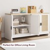 Rattan Buffet Cabinet, Accent Storage Cabinet with 4 Doors and Shelf, Sideboard Buffet Cabinet with Storage, Modern Console Coffee Bar Cabinet - 4 of 4