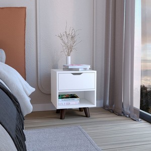 NicBex 1 Drawer Nightstand with Handle Free Design,Bedside Table with Open Storage Shelf and Wooden Legs,Modern Side Table for Bedroom - 1 of 4