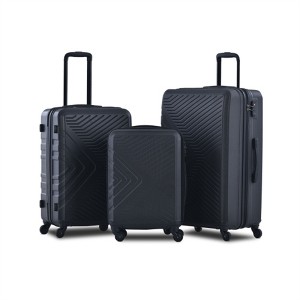 BEAFUP Set of 3  Luggage Sets ABS Lightweight Suitcase with Two Hooks, Spinner Wheels, TSA Lock, (20/24/28) - 1 of 4
