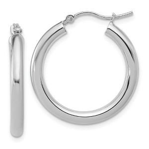 Black Bow Jewelry 3mm Round Hoop Earrings in 14k White Gold, 26mm (1 Inch) - 1 of 4