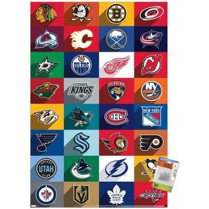 Trends International NHL League - Logos 24 Unframed Wall Poster Print Clear Push Pins Bundle 22.375" x 34" - 1 of 4