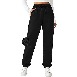 Pinspark Women's Fleece Lined Sweatpants Winter Joggers Athletic Pants Casual Thick Warm Trousers Pockets - 1 of 4