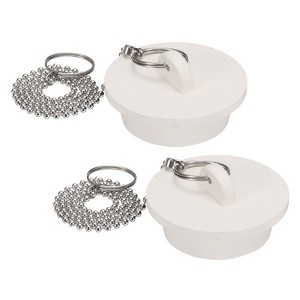 Unique Bargains Rubber Beaded Chain with Pull Ring Durable Drain Stopper 2 Pcs - 1 of 4