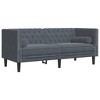 vidaXL Dark Gray Velvet Chesterfield Sofa Set—2-Piece with Bolsters, Button-Tufted, Padded Seats, Wooden Frame - 4 of 4
