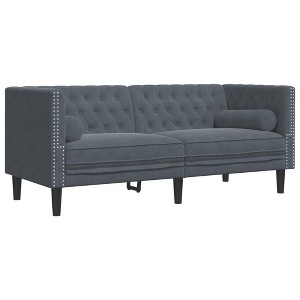 vidaXL Chesterfield Sofa Loveseat/Settee 2-Seater - Dark Gray Velvet, Button-Tufted Backrest & Armrests, 68.5” W x 29.3” D x 27.8” H - 1 of 4