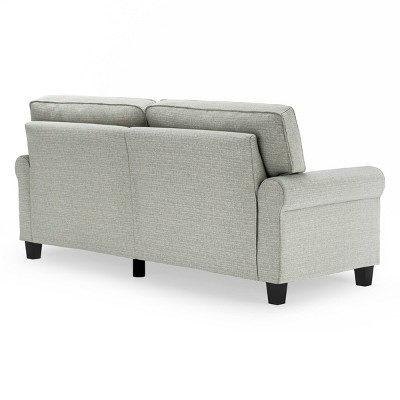 78" Pebble Gray Microfiber Rolled Arm Sofa with Removable Cushions